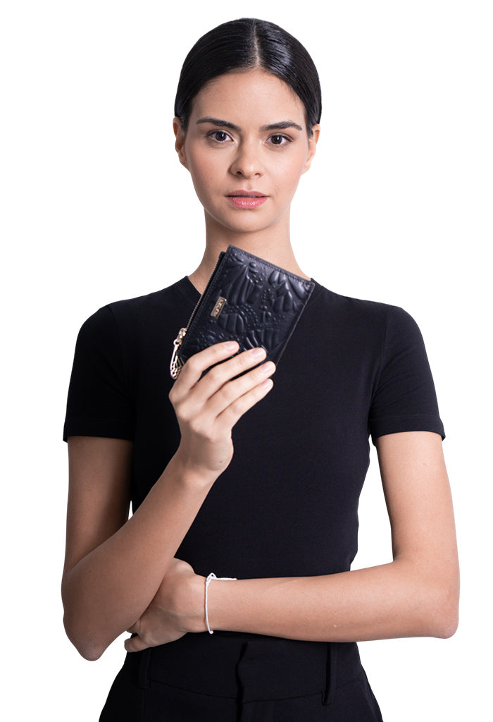 Cartera Chica Yemal Piel Grabado Mariposa