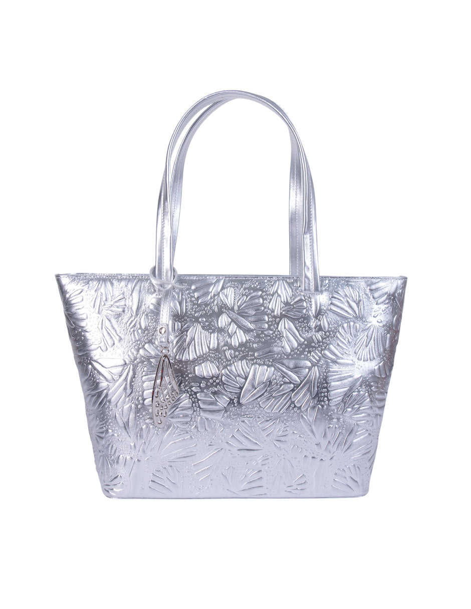 Tote K'iin de Piel Grabado Mariposa