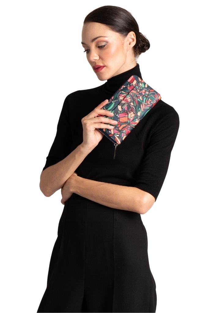 Cartera Grande Vuelo de Mariposa Verde/Rosa