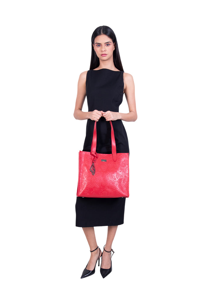 Tote Xunaán de Piel Grabado Mariposa