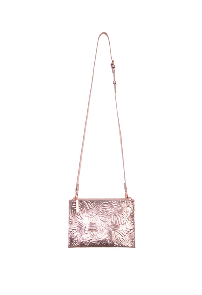 Crossbody Nikté de Piel Grabado Mariposa