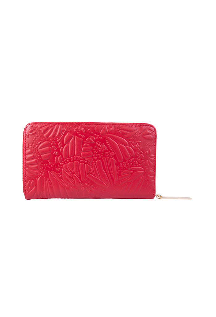 Cartera Grande Piel Grabado Mariposa