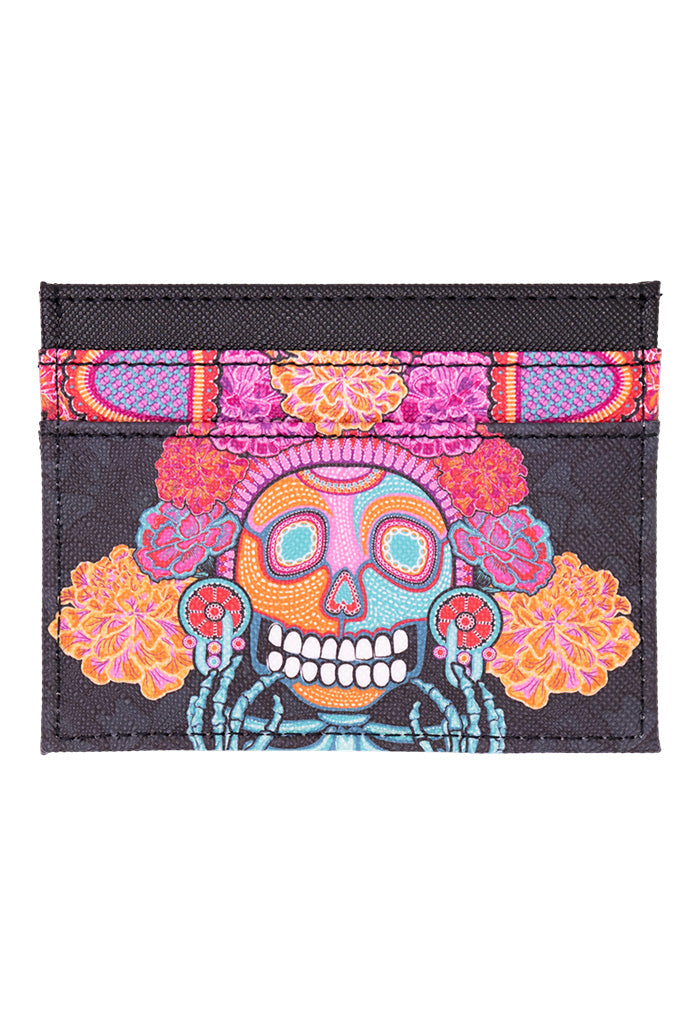 Tarjetero Kuxtal Saffiano Día de Muertos Catrina