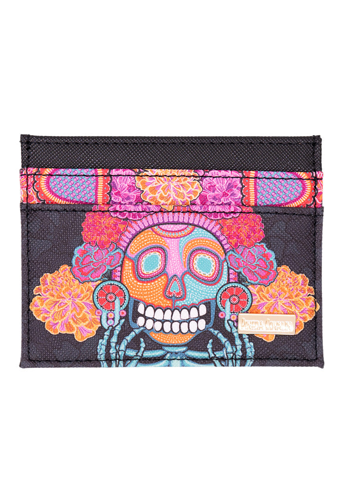 Tarjetero Kuxtal Saffiano Día de Muertos Catrina