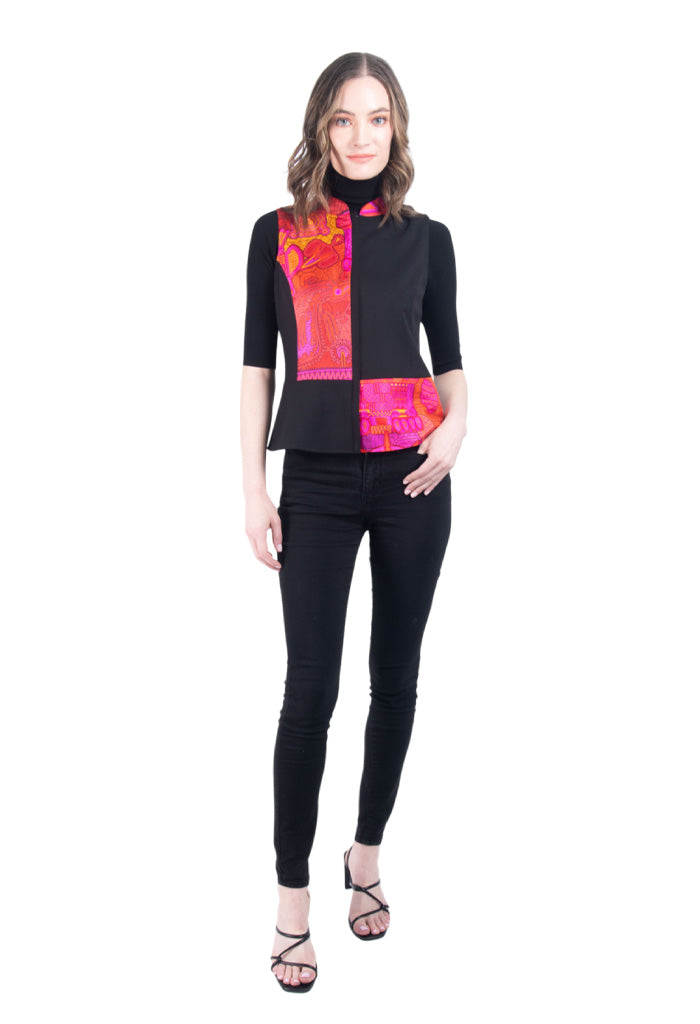 Chaleco Combinado Diosas Mexicas Purpura Rojo