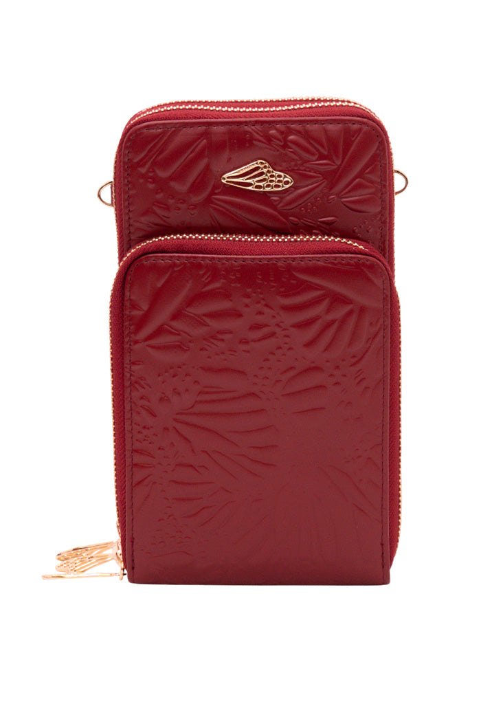 Porta Celular Naab de Piel Grabado Mariposa