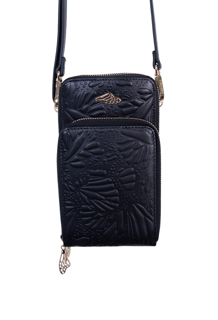 Porta Celular Naab de Piel Grabado Mariposa