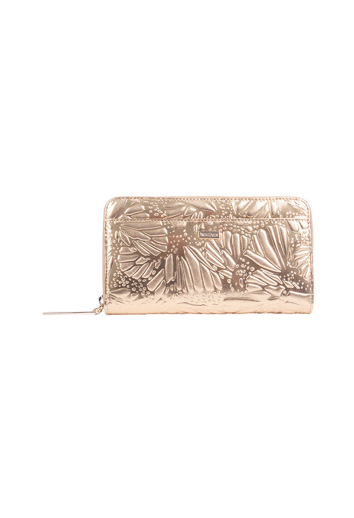 Cartera Grande Piel Grabado Mariposa