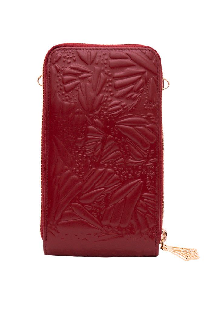 Porta Celular Naab de Piel Grabado Mariposa