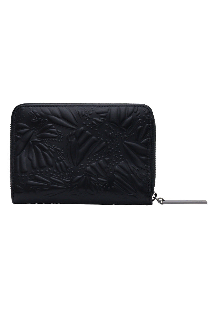 Cartera Mediana Piel Grabado Mariposa