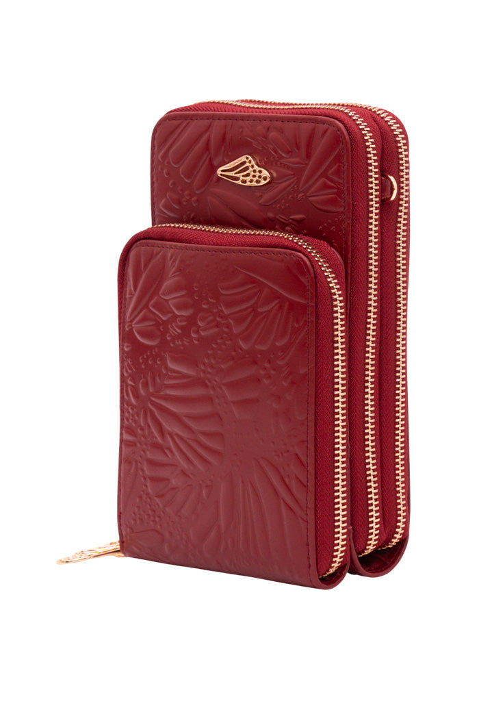 Porta Celular Naab de Piel Grabado Mariposa