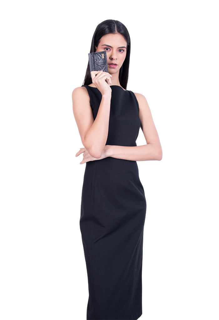 Tarjetero Kuxtal Piel Grabado Mariposa