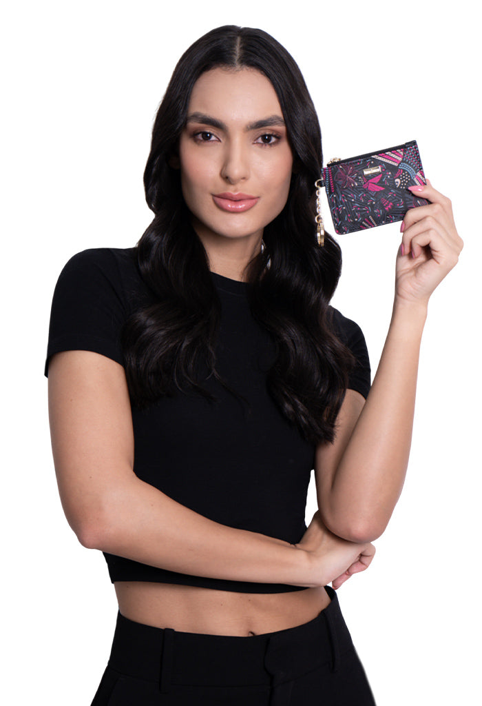 Tarjetero c/llavero Neek Saffiano Colibrí