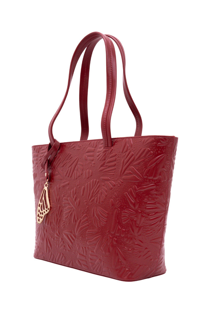 Tote K'iin de Piel Grabado Mariposa