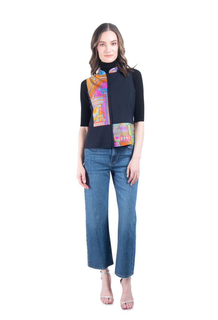 Chaleco Combinado Diosas Mexicas Azul Rosa