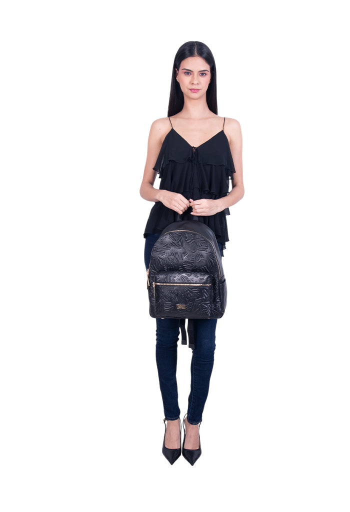 Backpack Nuuk de Piel Grabado Mariposa