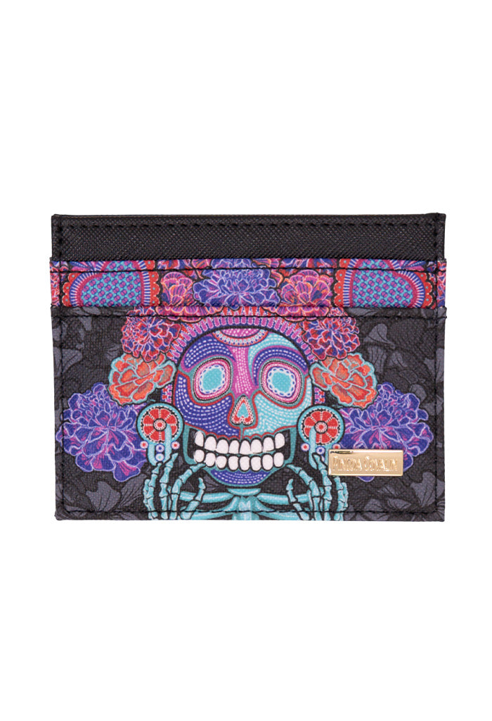 Tarjetero Kuxtal Saffiano Día de Muertos Catrina