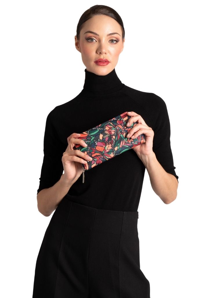 Cartera Grande Vuelo de Mariposa Verde/Rosa