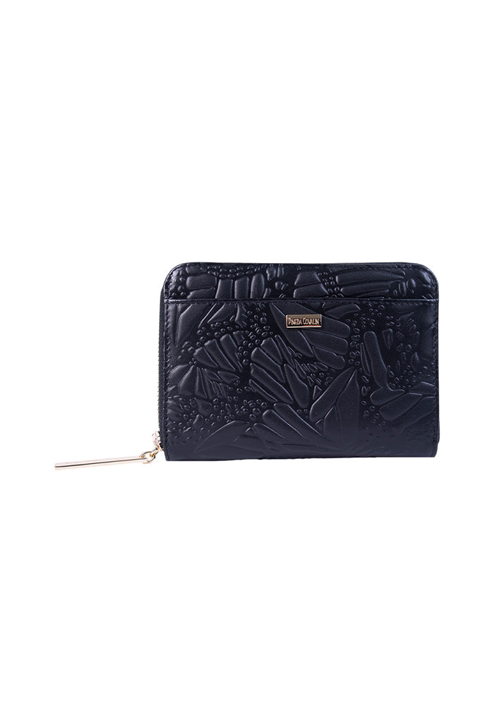 Cartera Mediana Piel Grabado Mariposa