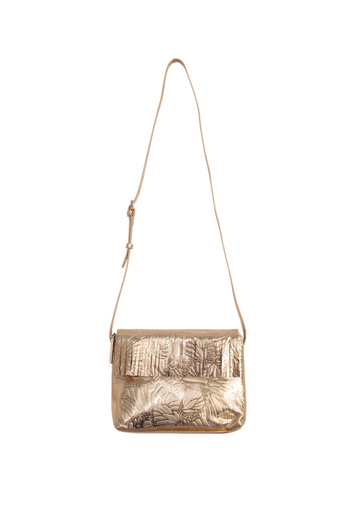 Crossbody Paach de Piel Grabado Mariposa