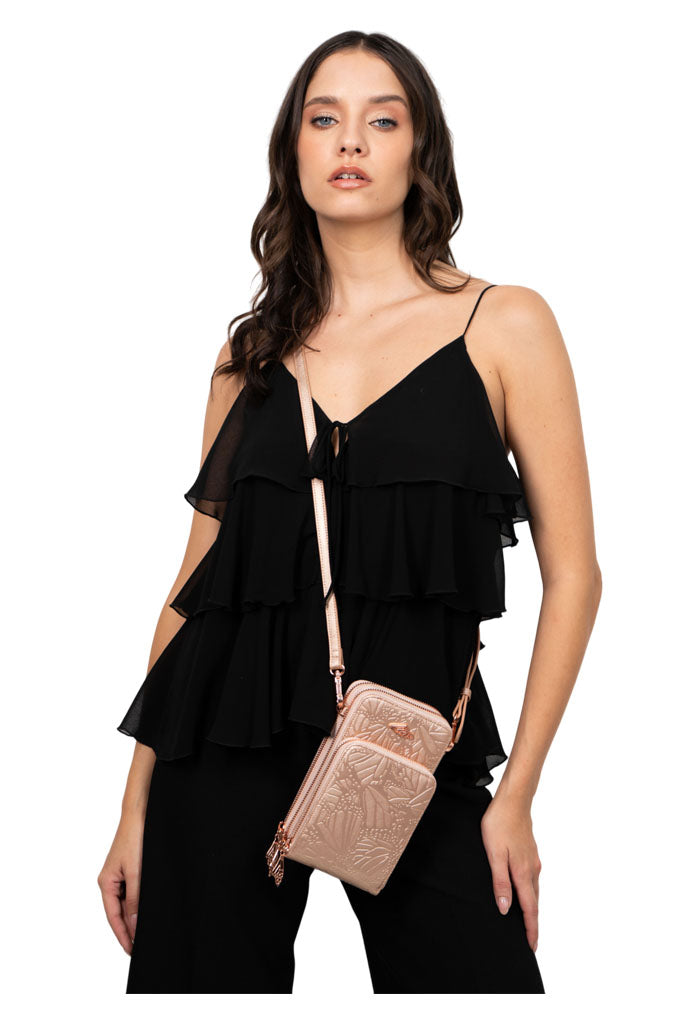 Porta Celular Naab Saffiano Grabado Mariposa