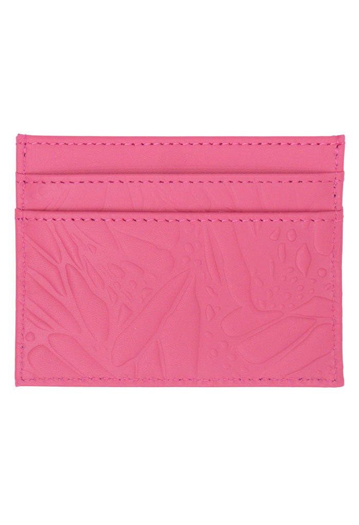 Tarjetero Kuxtal Piel Grabado Mariposa