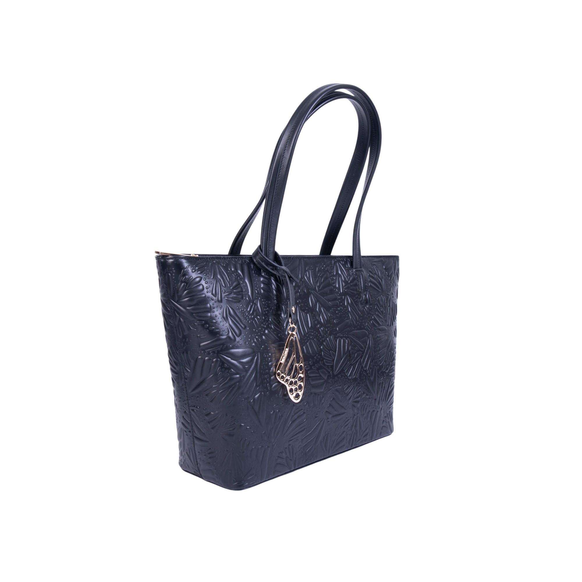 Tote K'iin de Piel Grabado Mariposa