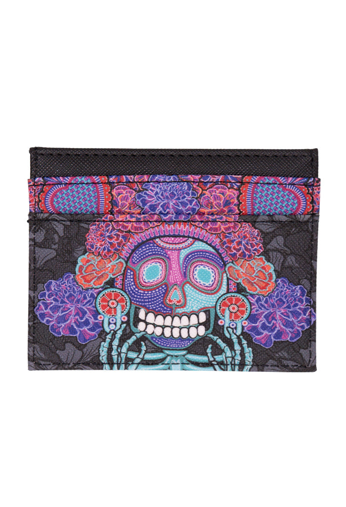Tarjetero Kuxtal Saffiano Día de Muertos Catrina