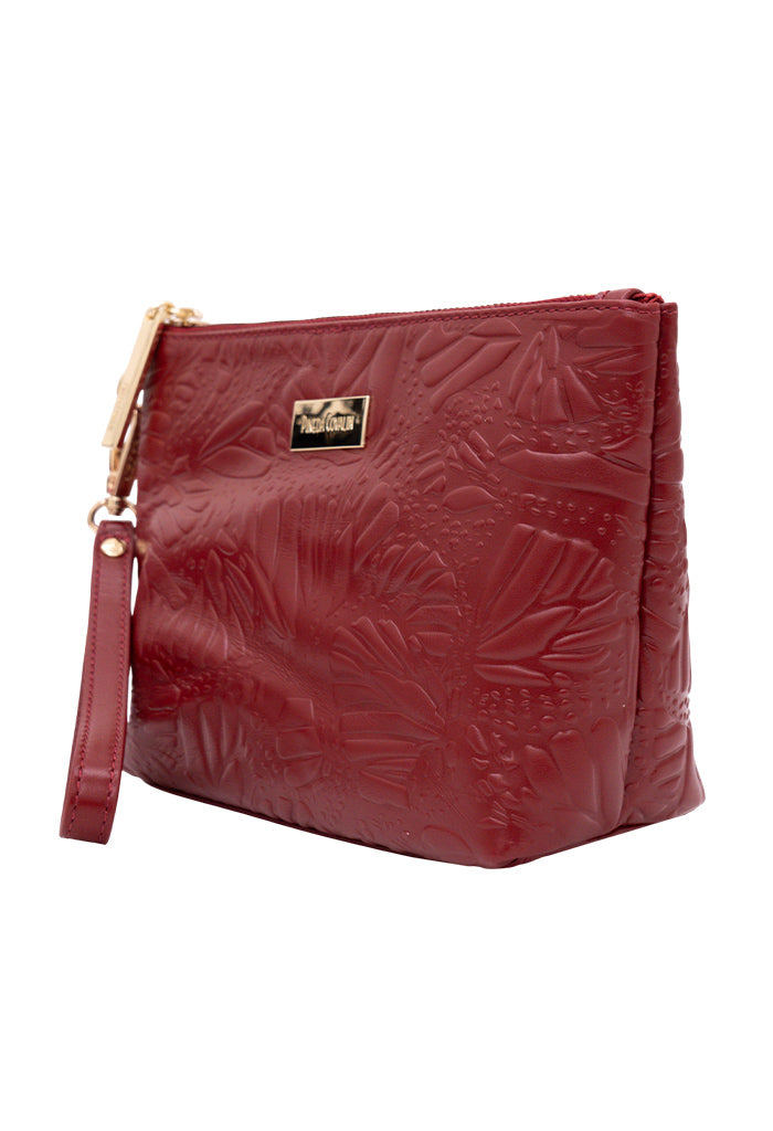 Cosmetiquera Piix de Piel Grabado Mariposa