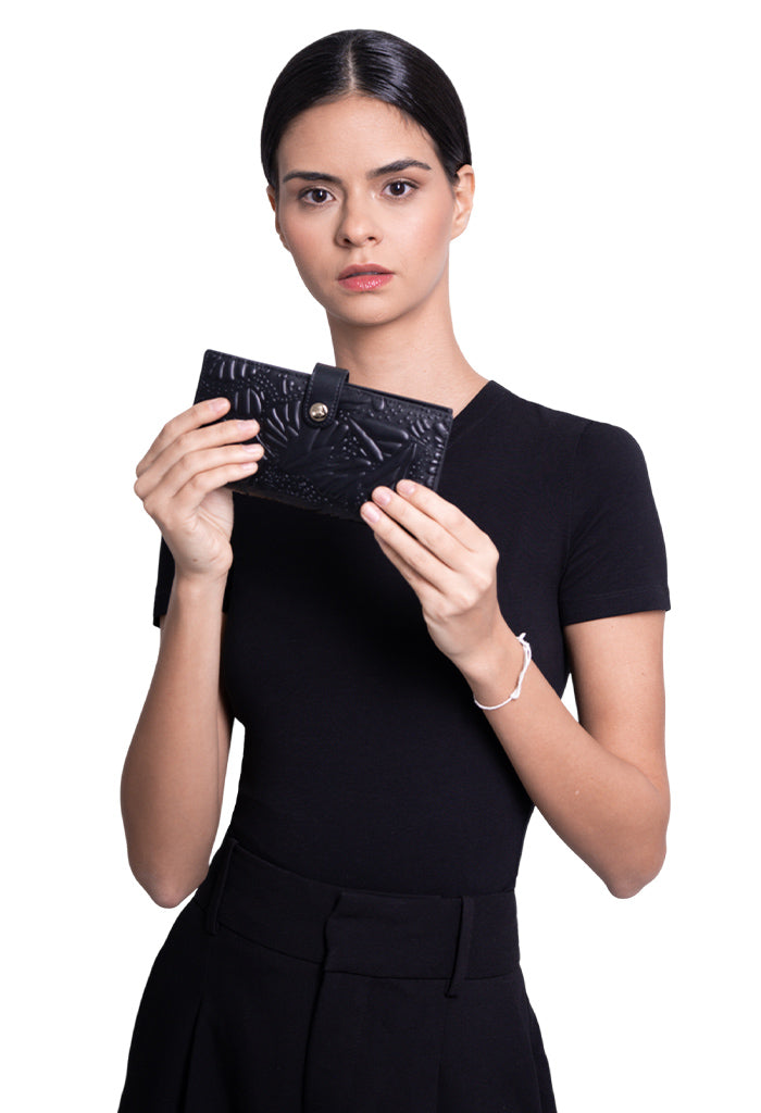 Cartera Grande Xook Piel Grabado Mariposa