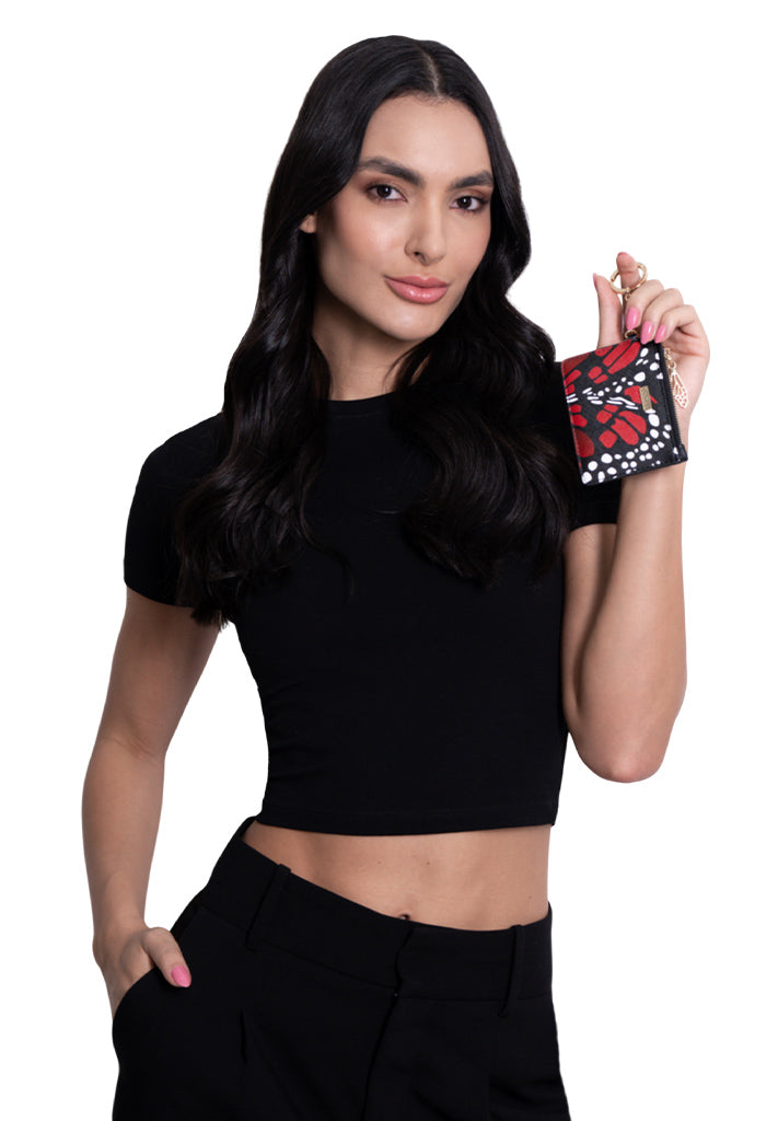 Tarjetero c/llavero Neek Saffiano Mariposa Macro