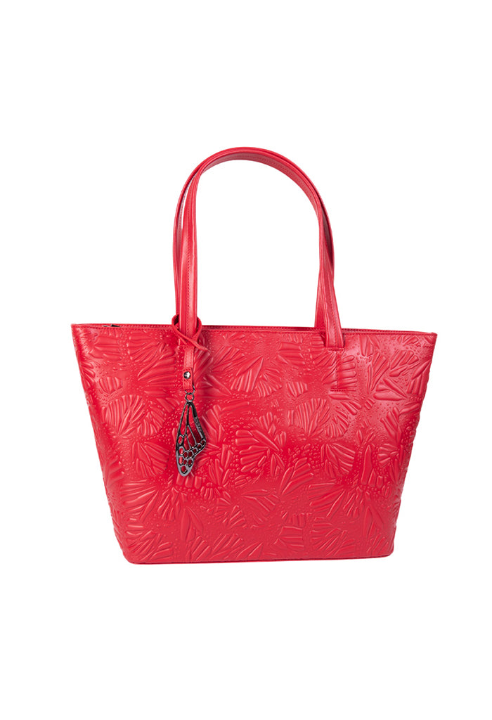 Tote K'iin de Piel Grabado Mariposa