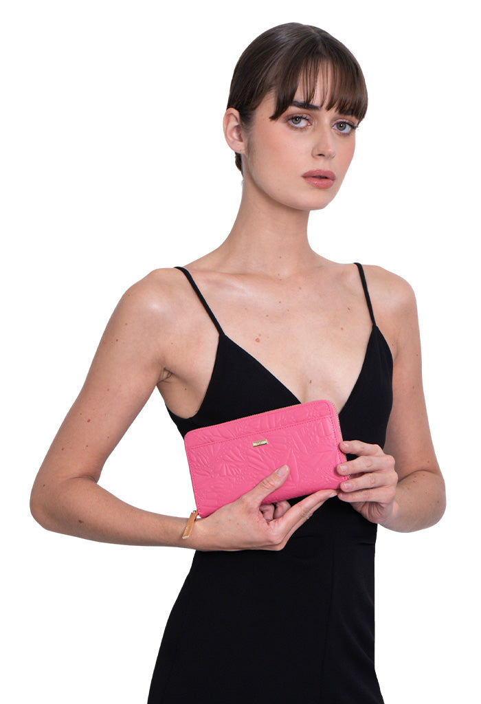 Cartera Grande Piel Grabado Mariposa