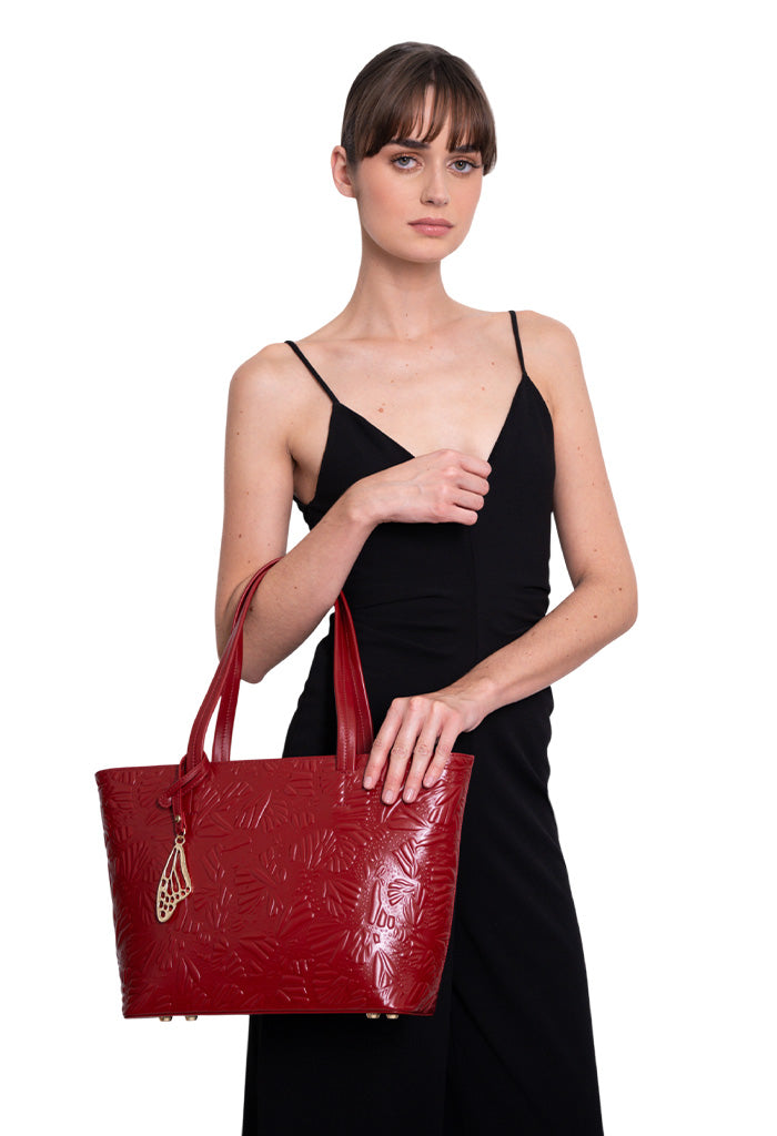 Tote K'iin de Piel Grabado Mariposa