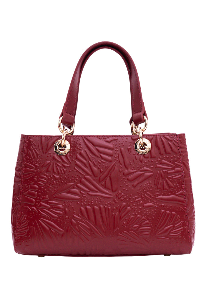 Mini Satchel Kaxan Piel Grabado Mariposa