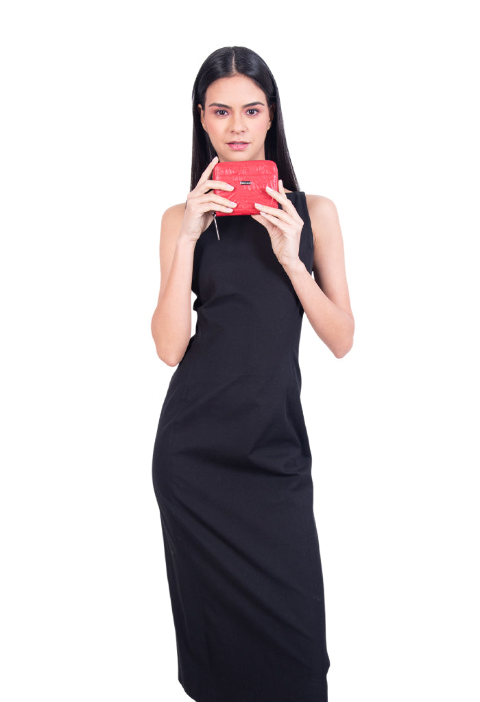 Cartera Chica Piel Grabado Mariposa