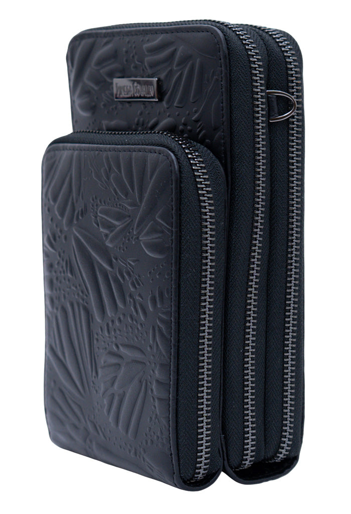 Porta Celular Naab de Piel Grabado Mariposa