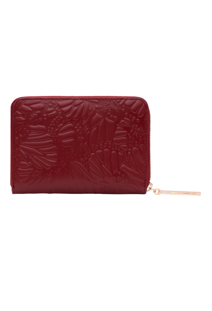 Cartera Mediana Piel Grabado Mariposa