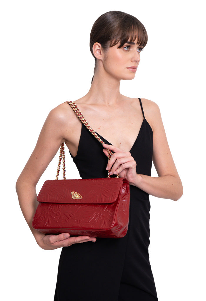 Bolsa Tusbel Piel Grabado Mariposa