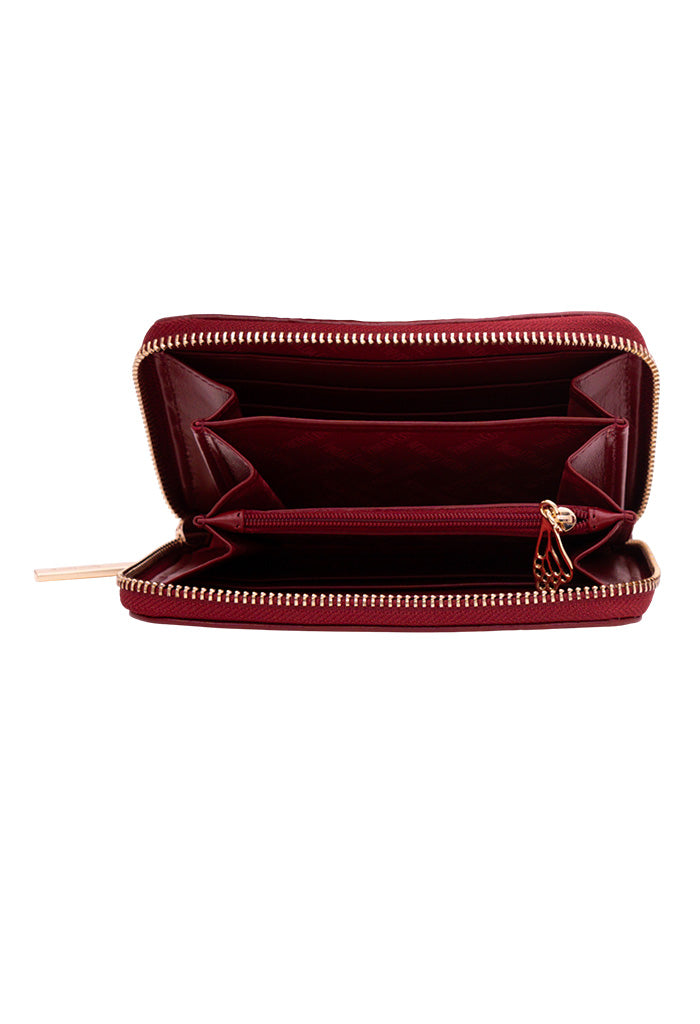 Cartera Mediana Piel Grabado Mariposa