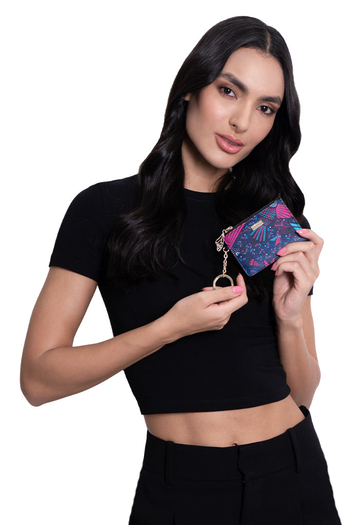 Tarjetero c/llavero Neek Saffiano Colibrí