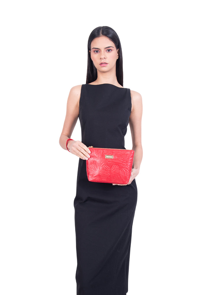 Cosmetiquera Piix de Piel Grabado Mariposa