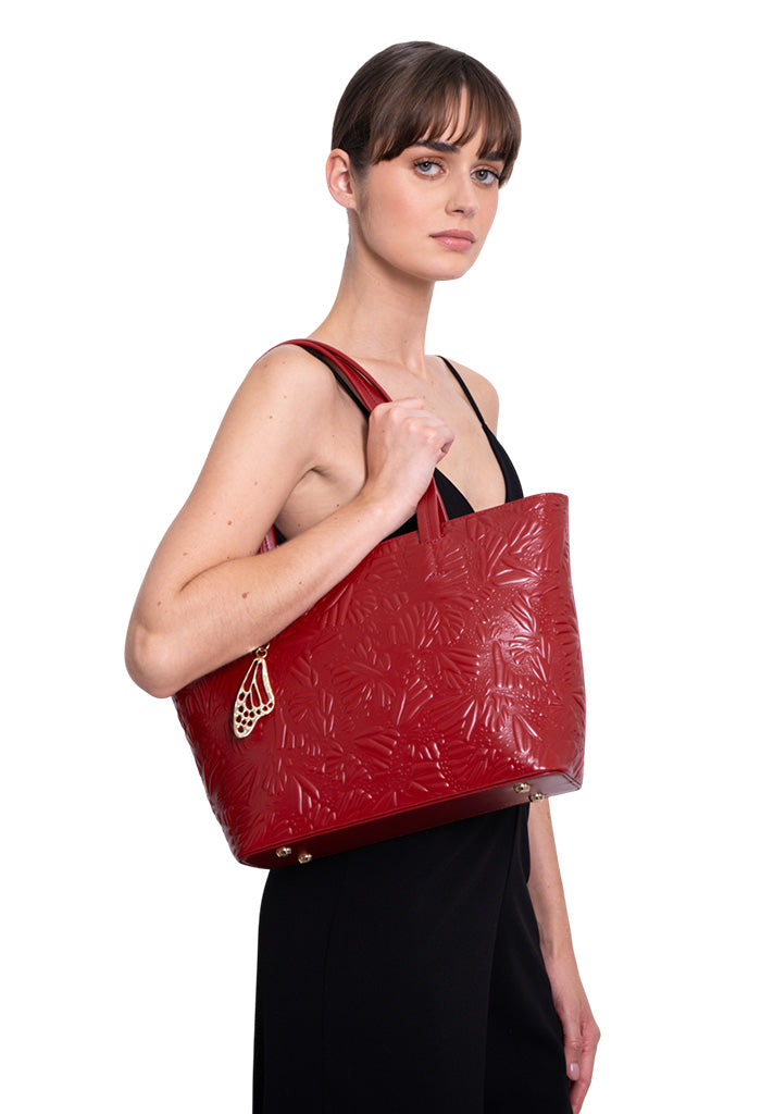 Tote K'iin de Piel Grabado Mariposa