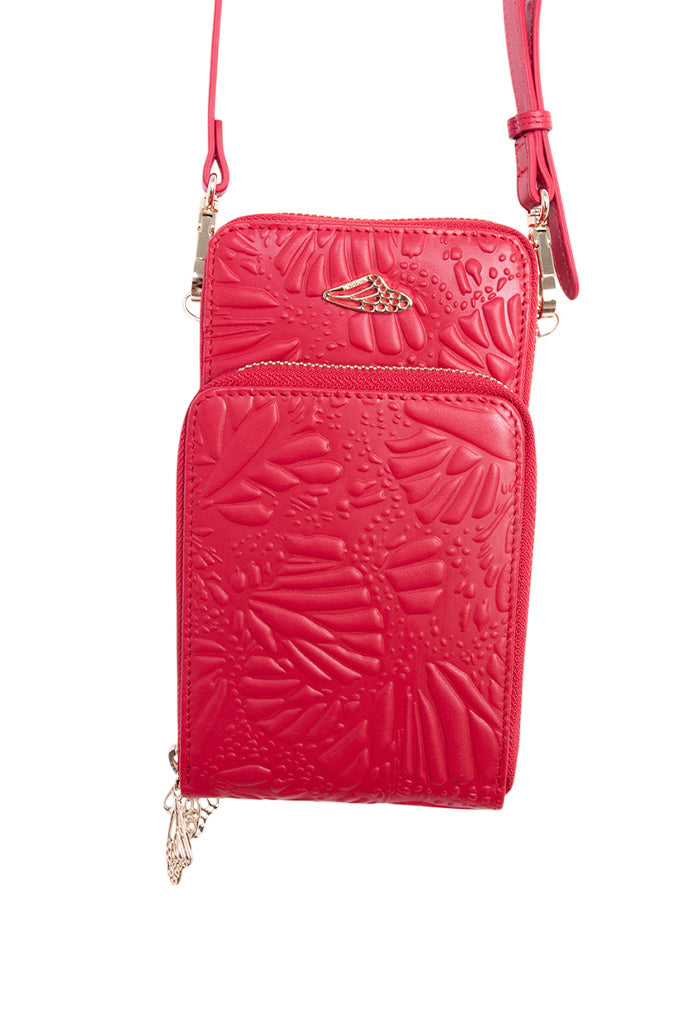 Porta Celular Naab de Piel Grabado Mariposa