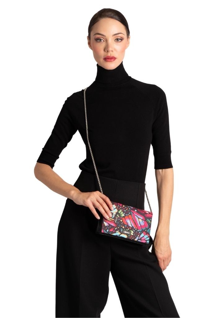 Bolsa Hook con Cadena Negro Mariposa Bordada