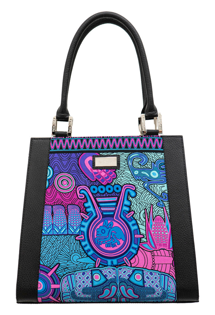 Bolsa Yaab Negro Diosas Mexicas Azul/Morado