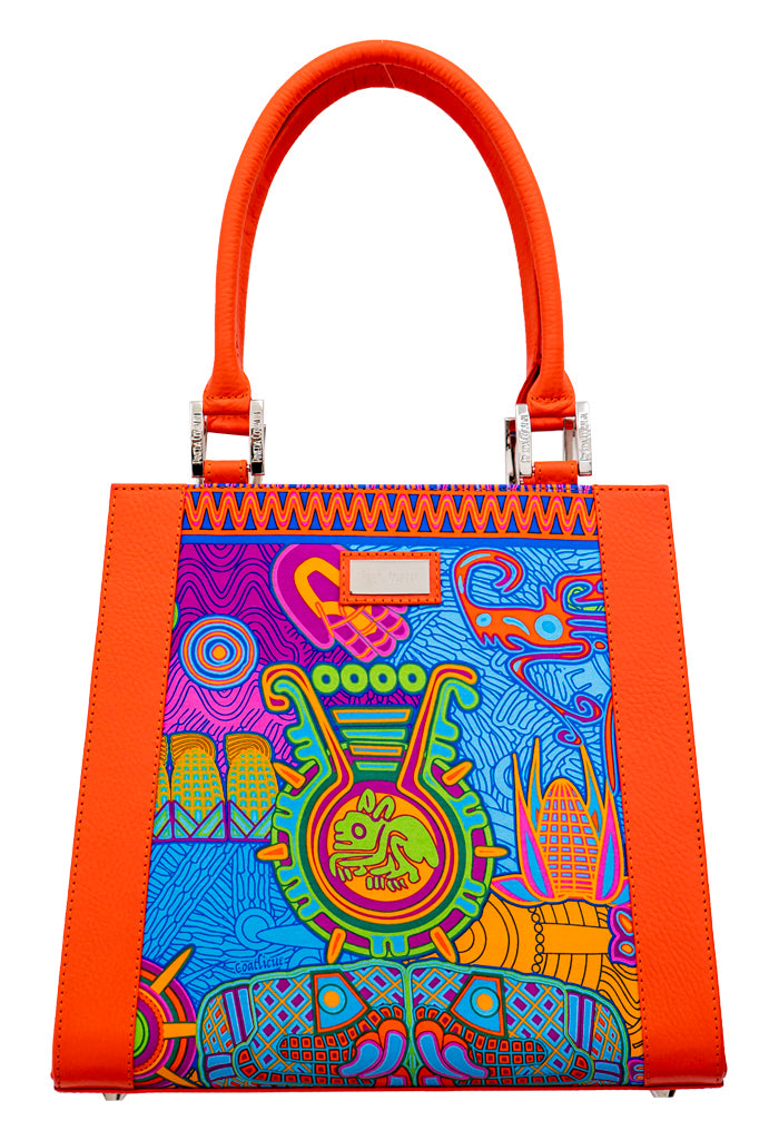 Bolsa Yaab Naranja Diosas Mexicas Azul/ Rosa