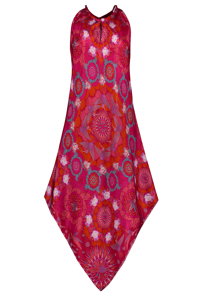 Vestido Largo Colibrí Fucsia