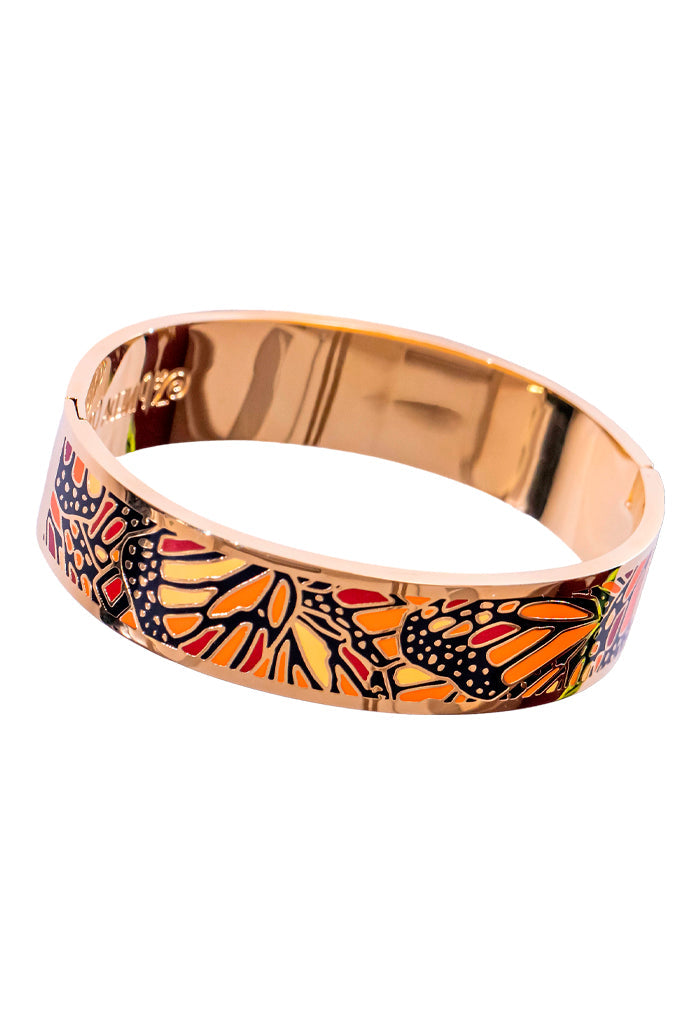 Brazalete Mariposa Monarca Esmaltado con Baño de Oro