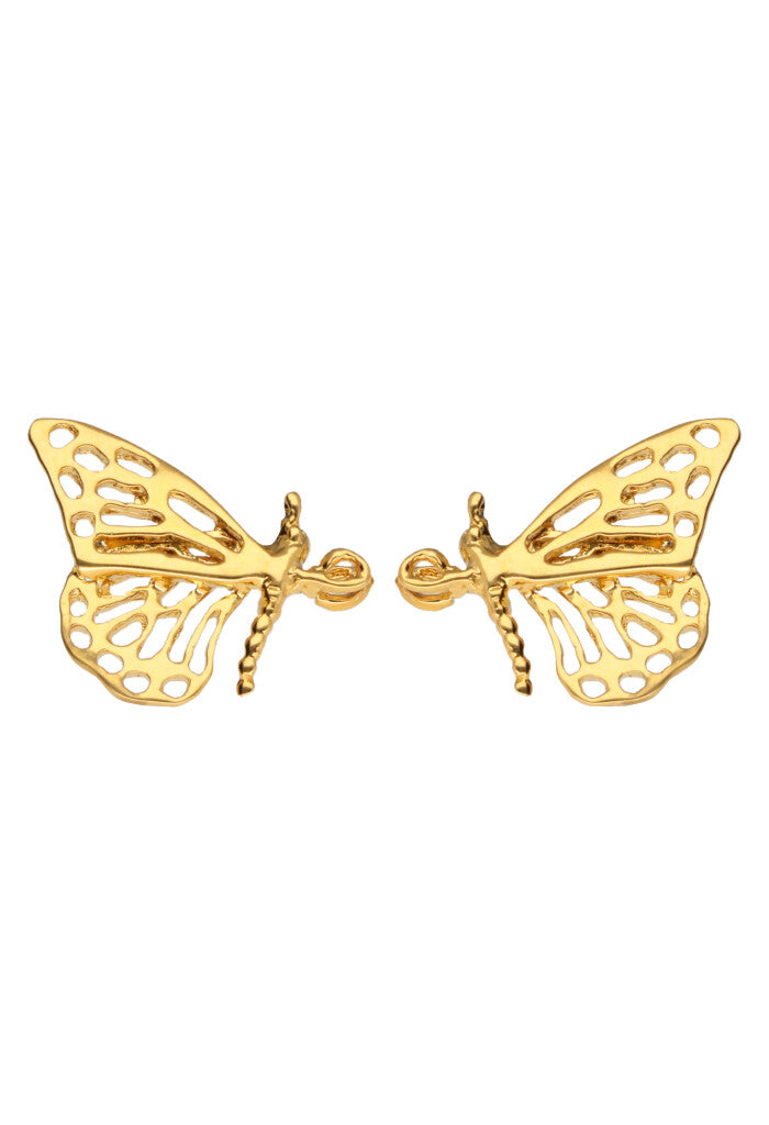 Aretes Calados Chicos Mariposa Baño de Oro